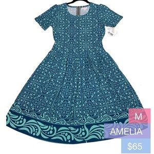 LuLaRoe Amelia Dress Spring Border Print Medium